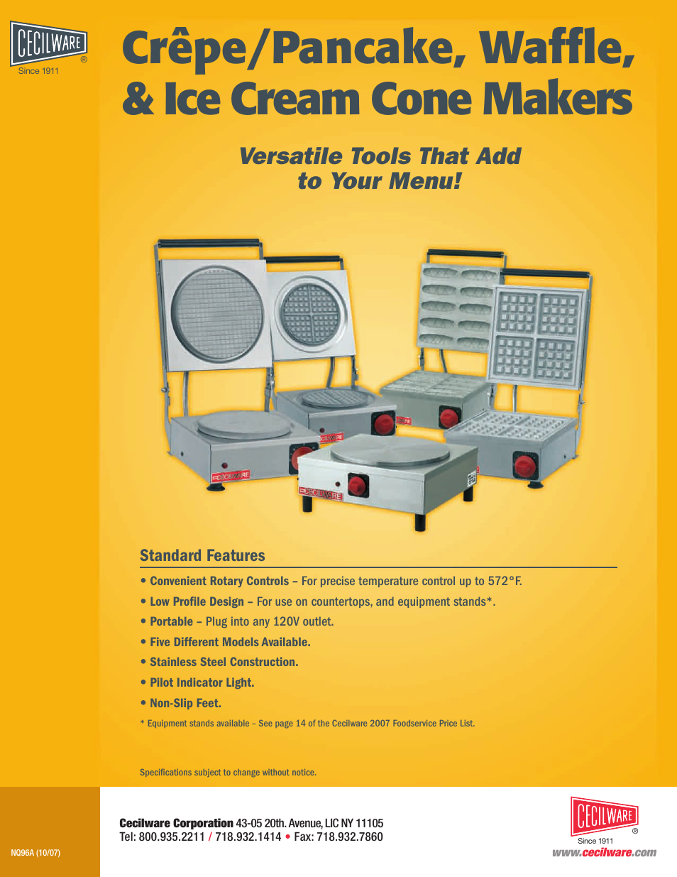 Cecilware NQ96A User Manual | 2 pages