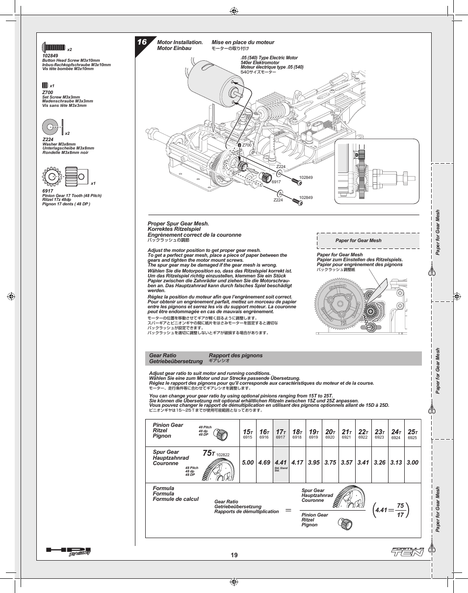 HPI Racing Formula Ten User Manual | Page 19 / 44