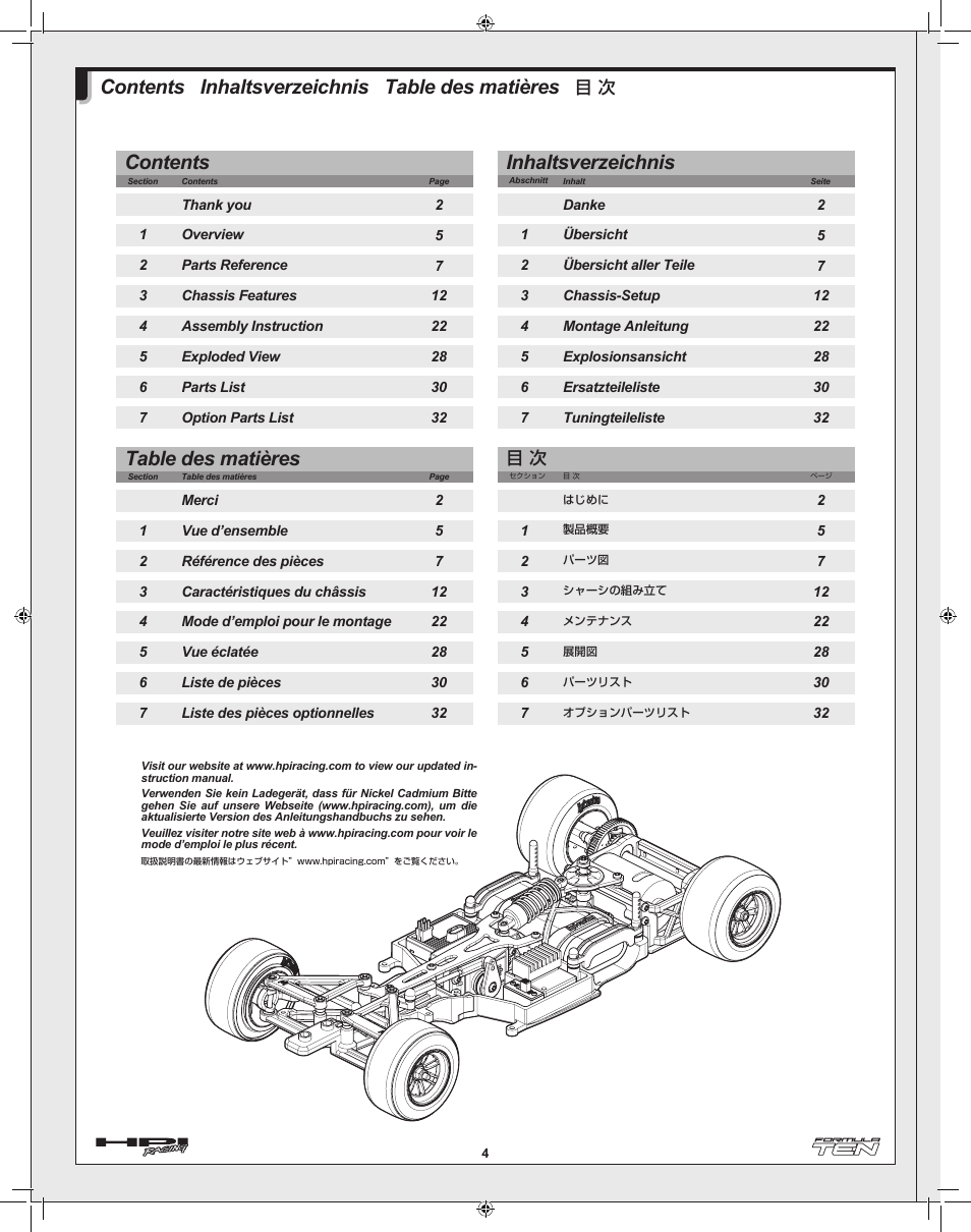HPI Racing Formula Ten User Manual | Page 4 / 44