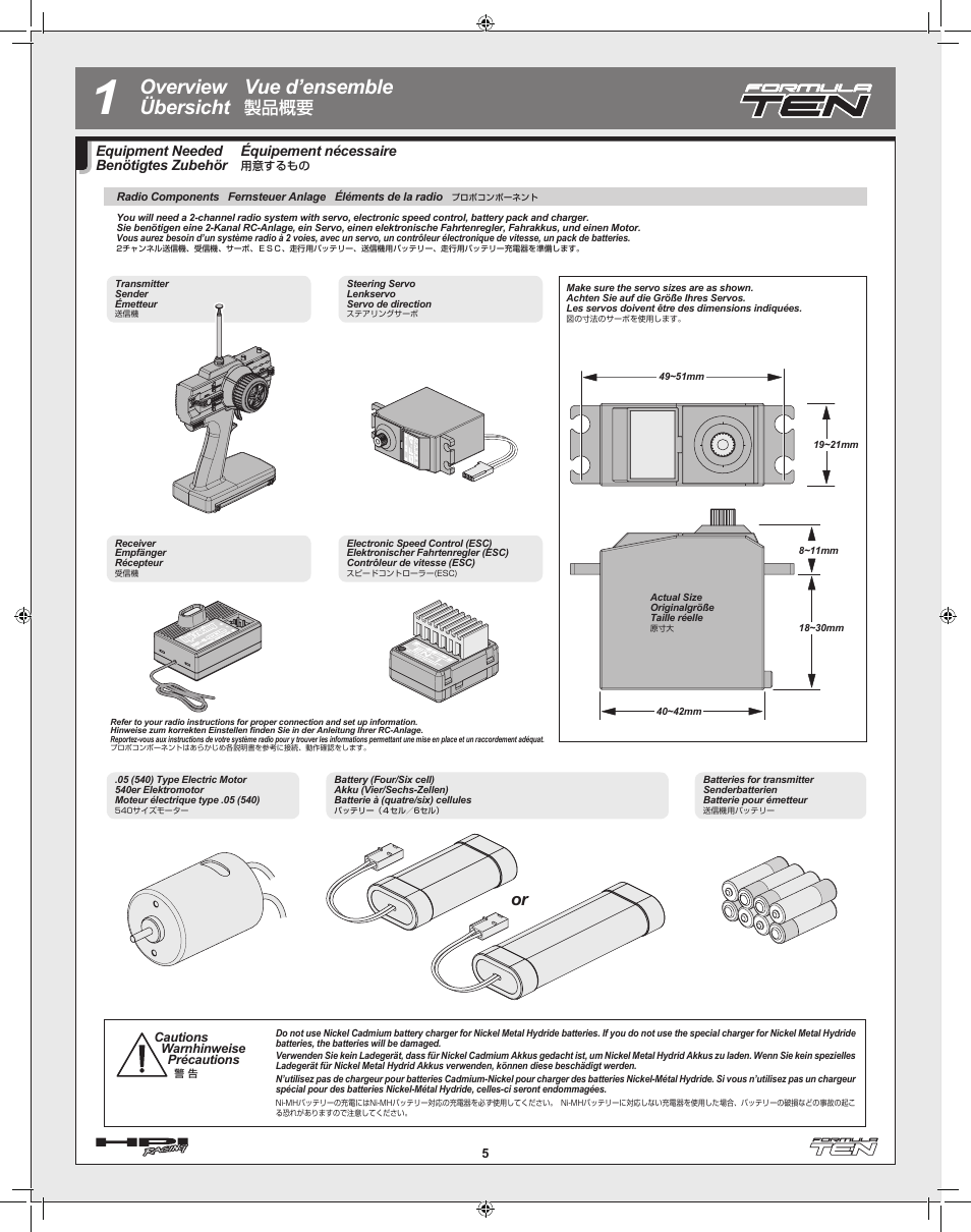 Overview übersicht vue d’ensemble, 製品概要, Équipement nécessaire | Equipment needed benötigtes zubehör | HPI Racing Formula Ten User Manual | Page 5 / 44