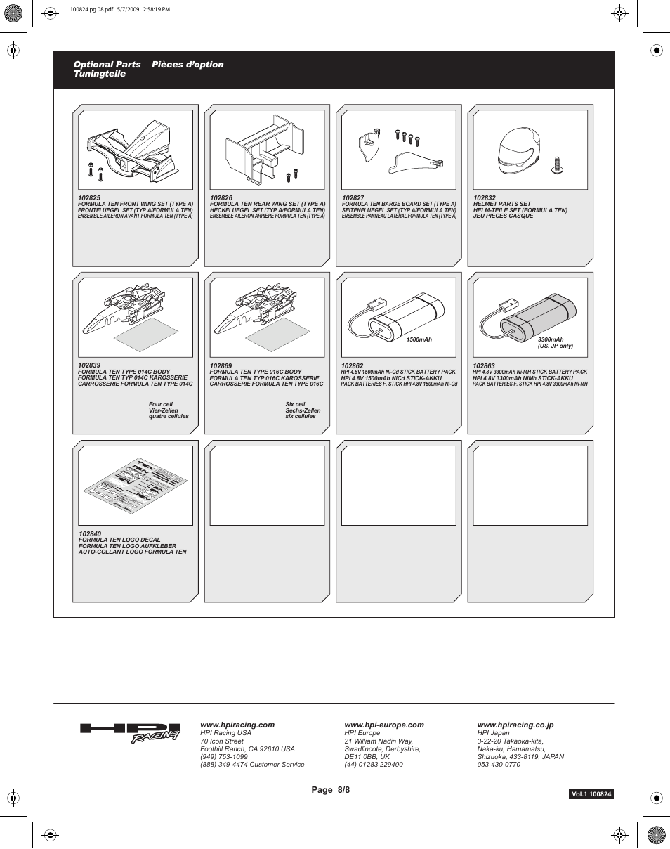 100824 pg 08 | HPI Racing Formula Ten Type 016C Body User Manual | Page 8 / 8