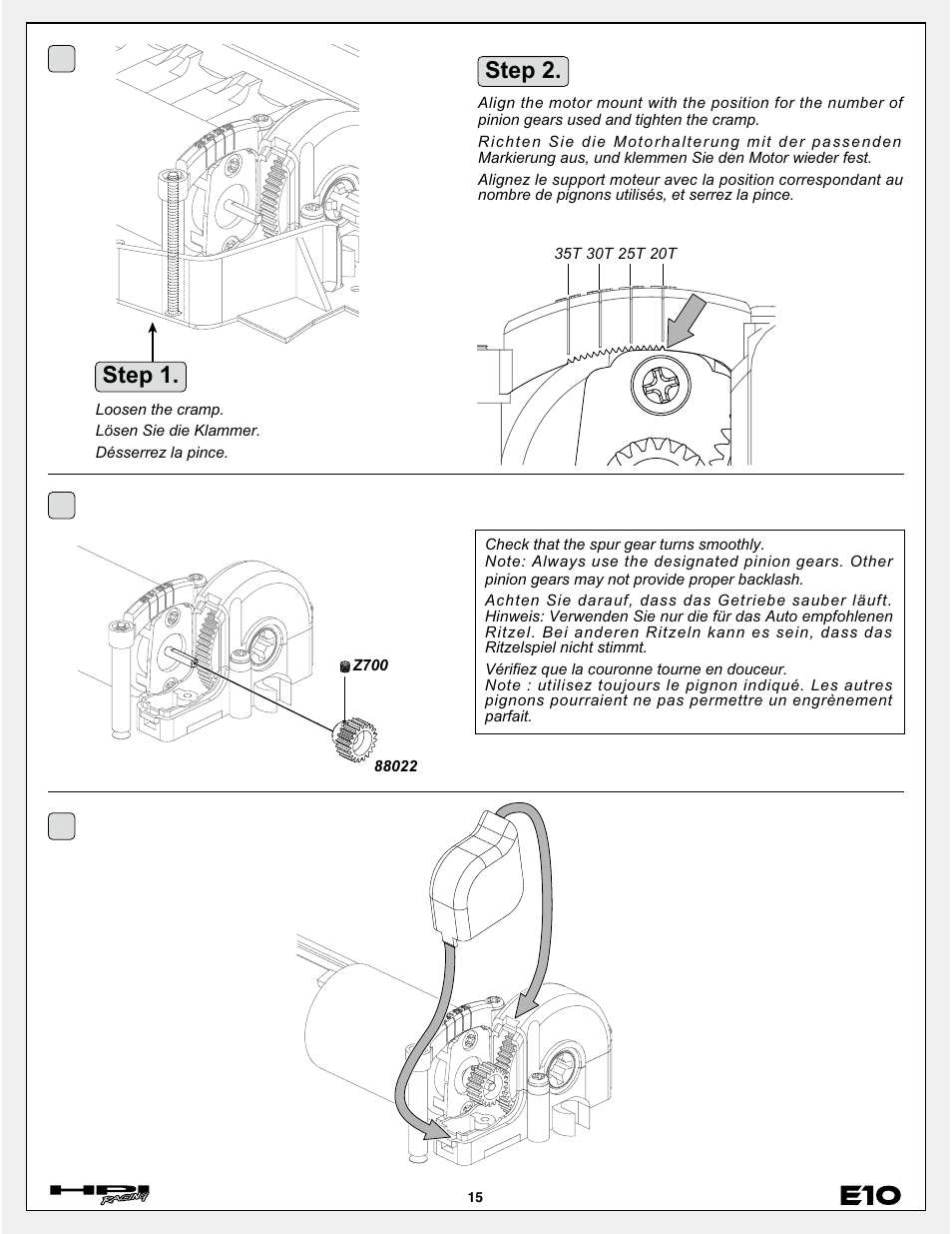 3step 1. step 2 | HPI Racing E10 User Manual | Page 15 / 36