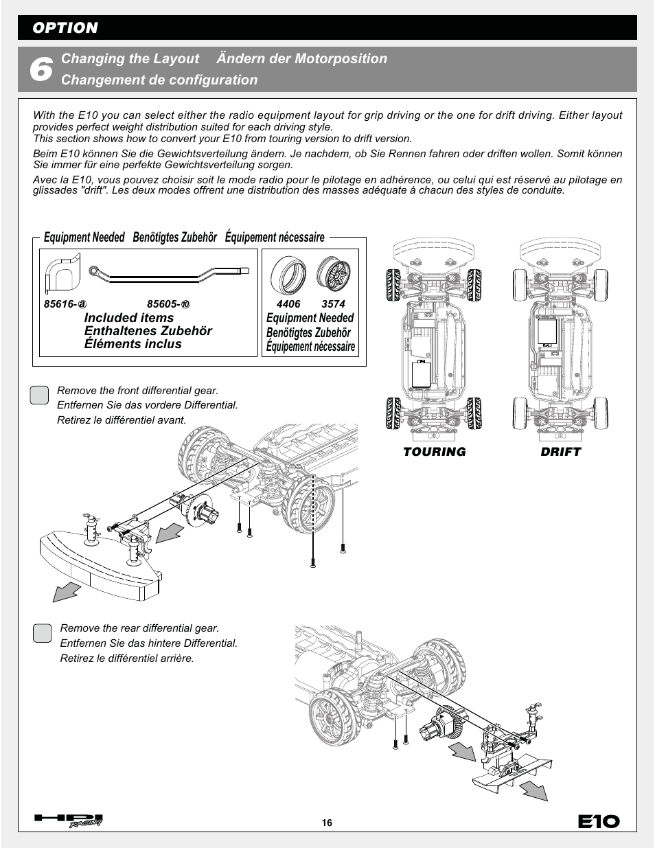 Option | HPI Racing E10 User Manual | Page 16 / 36