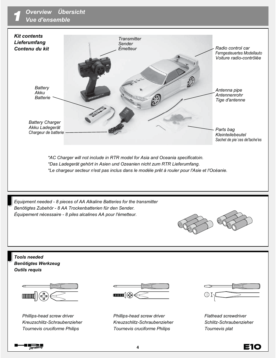 Overview übersicht vue d'ensemble | HPI Racing E10 User Manual | Page 4 / 36