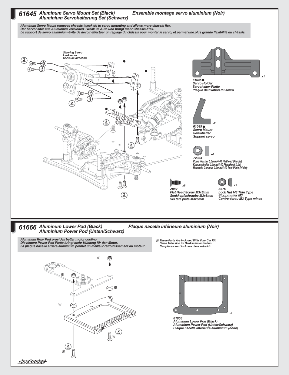 Ensemble montage servo aluminium (noir), Plaque nacelle inférieure aluminium (noir) | HPI Racing Cyclone 12 User Manual | Page 24 / 32