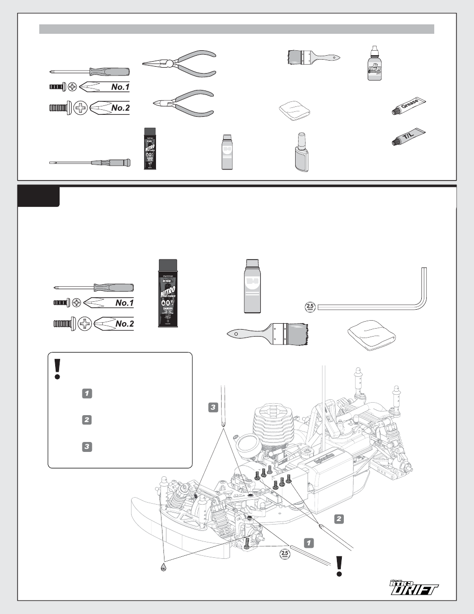 No.2, Entretien du châssis, Chassis maintenance wartung des chassis | HPI Racing Nitro RS4 3 Drift User Manual | Page 23 / 48