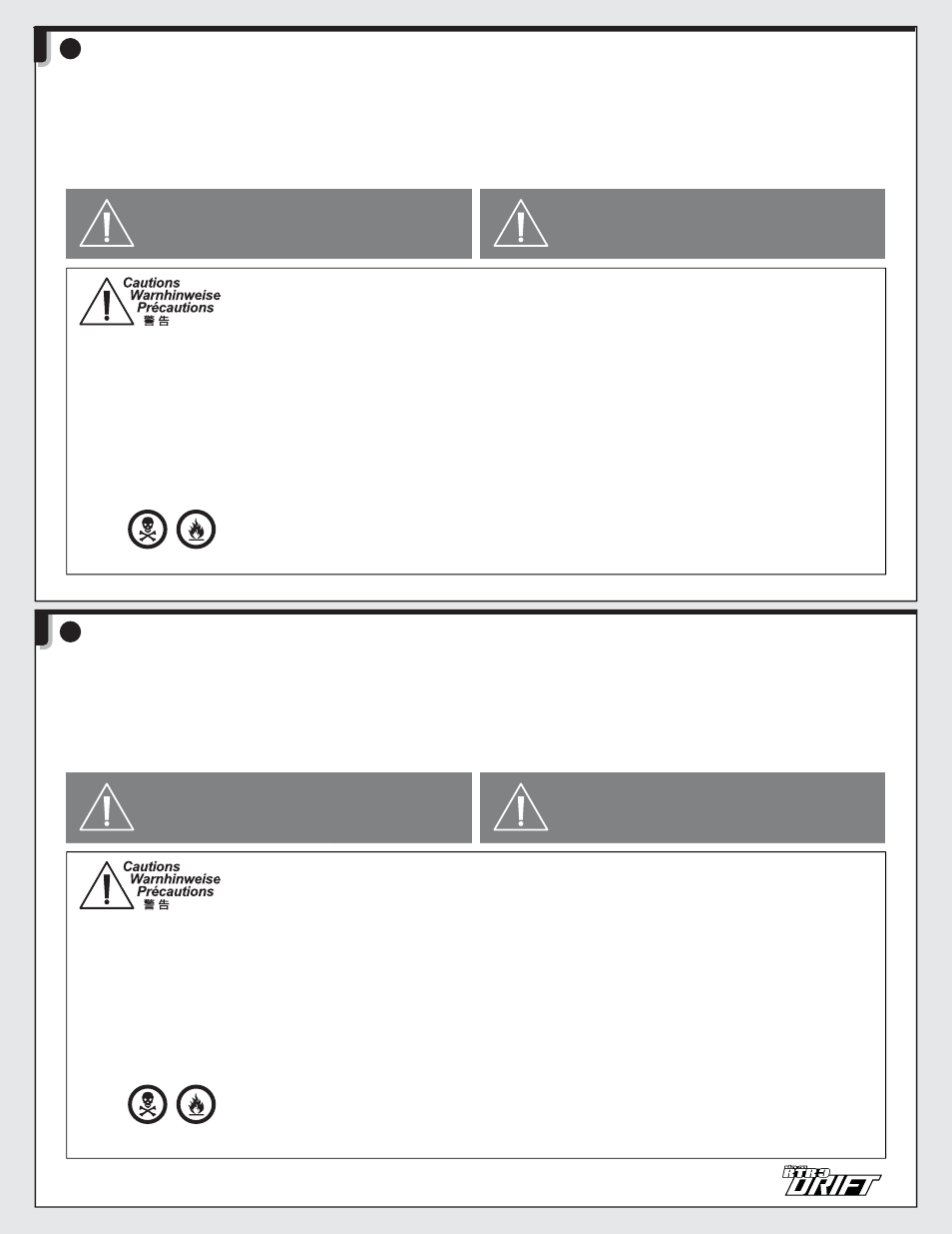Merci, はじめに, Attention achtung attention | Cautions warnhinweise précautions | HPI Racing Nitro RS4 3 Drift User Manual | Page 3 / 48