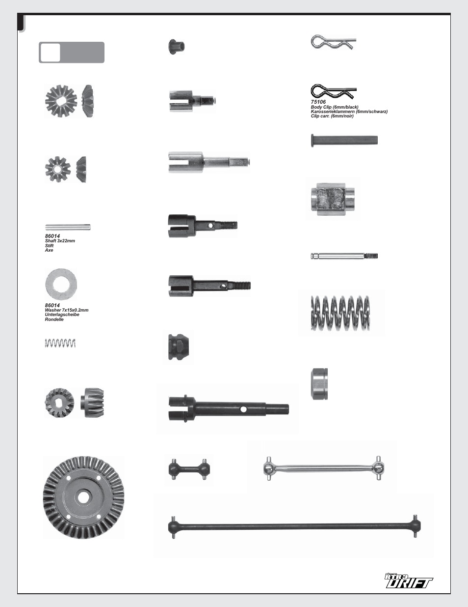 Pièces métalliques, Metal parts metall teile | HPI Racing Nitro RS4 3 Drift User Manual | Page 39 / 48