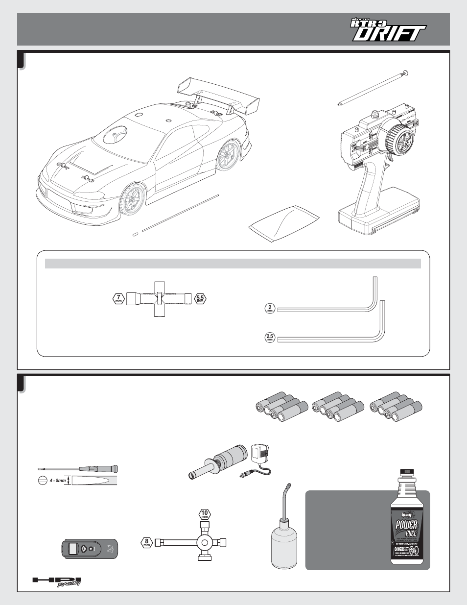 Overview übersicht vue d’ensemble, 製品概要, Composants | Components komponenten, Équipement, Equipment needed benötigtes zubehör | HPI Racing Nitro RS4 3 Drift User Manual | Page 6 / 48