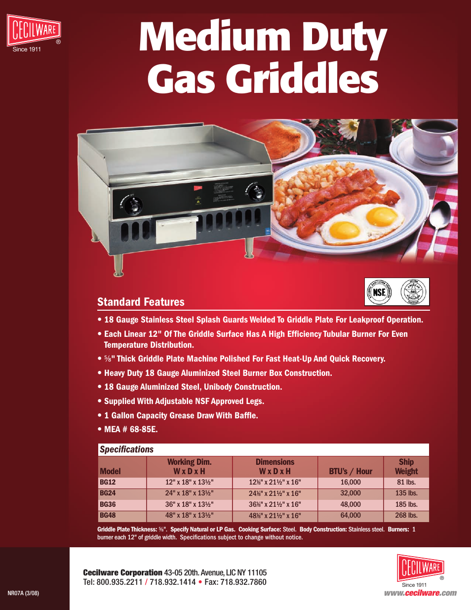 Cecilware BG36 User Manual | 2 pages