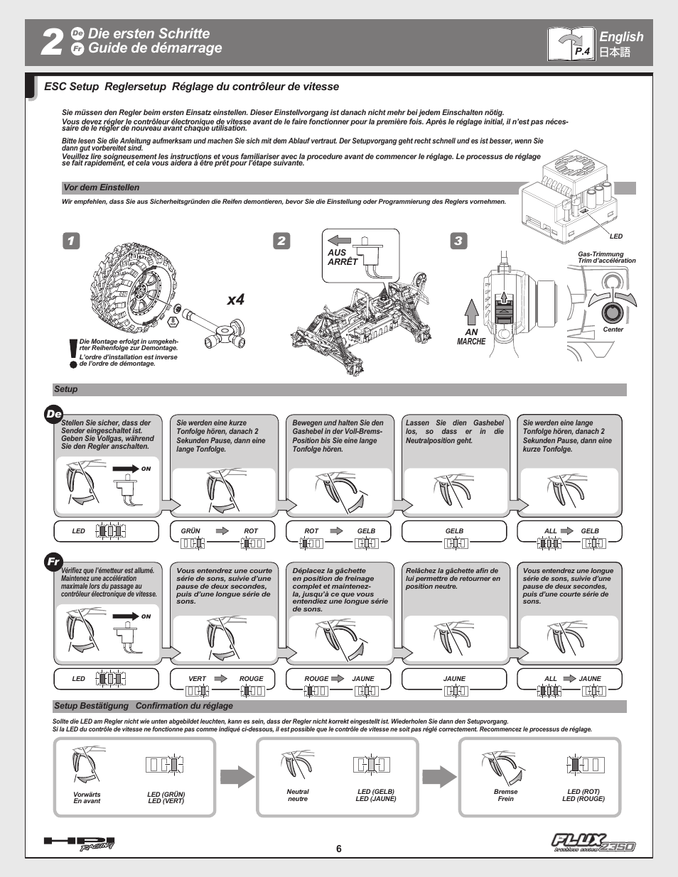 Die ersten schritte guide de démarrage, English | HPI Racing Flux Q-Base ESC User Manual | Page 6 / 8