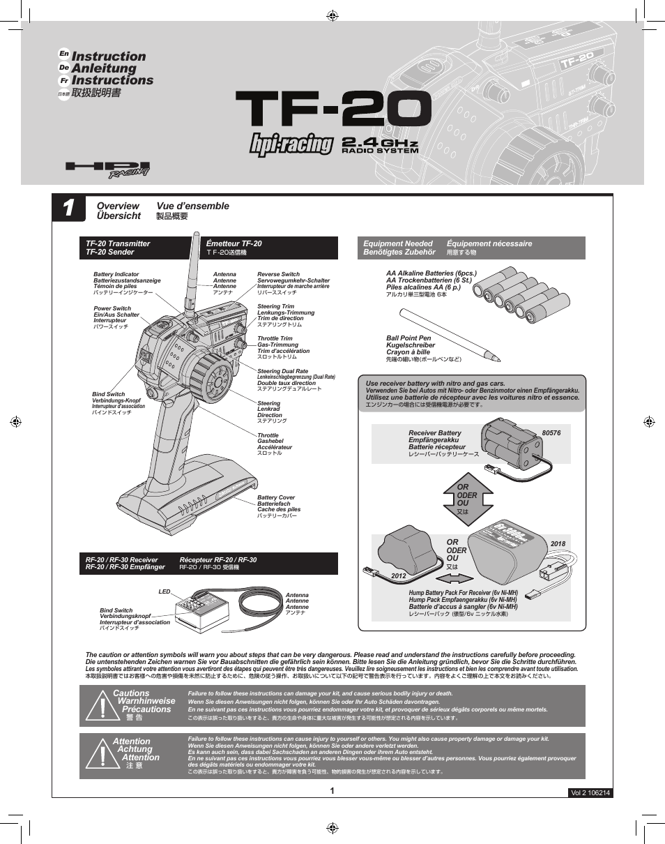 HPI Racing TF-20 Radio Set User Manual | 12 pages