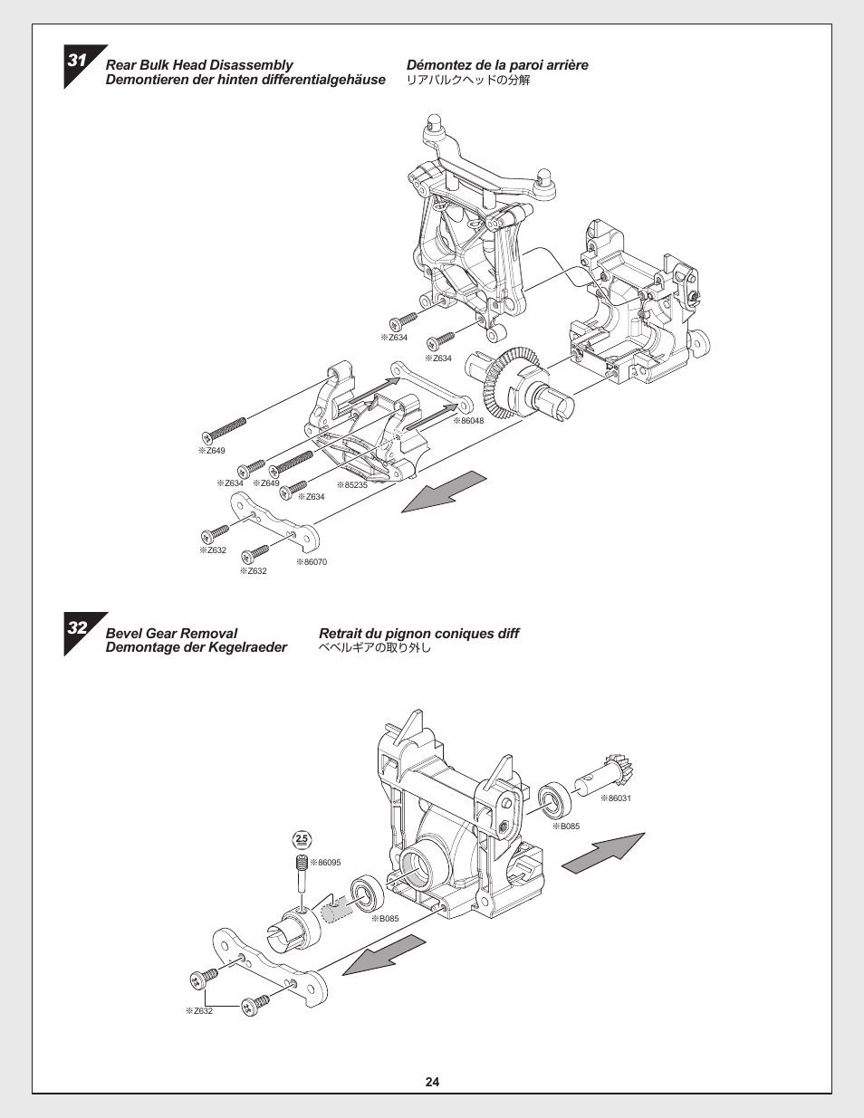 Démontez de la paroi arrière, Retrait du pignon coniques diff | HPI Racing Savage Flux Conversion User Manual | Page 24 / 48