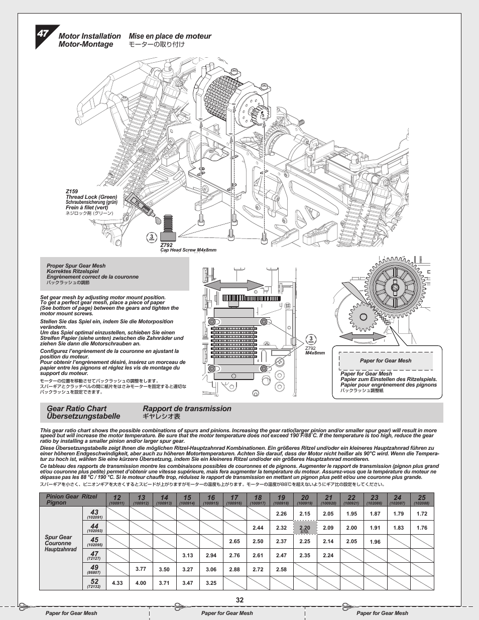 Mise en place de moteur, Motor installation motor-montage | HPI Racing Savage Flux Conversion User Manual | Page 32 / 48