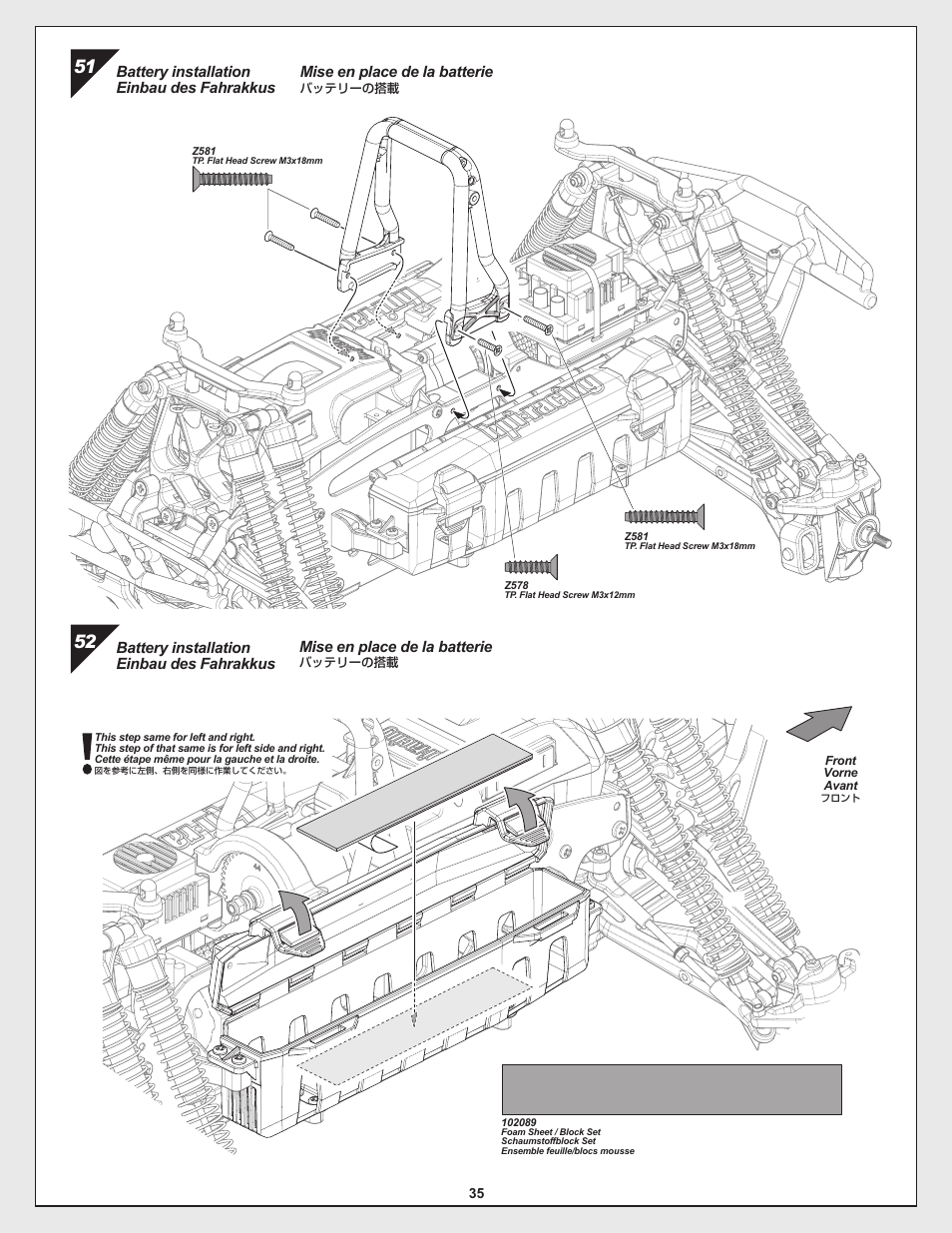 Mise en place de la batterie | HPI Racing Savage Flux Conversion User Manual | Page 35 / 48