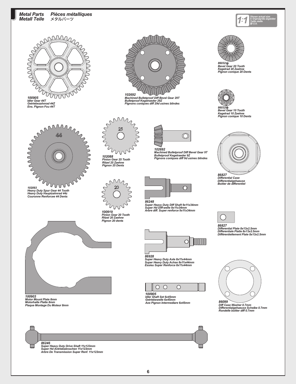 Pièces métalliques, Metal parts metall teile | HPI Racing Savage Flux Conversion User Manual | Page 6 / 48