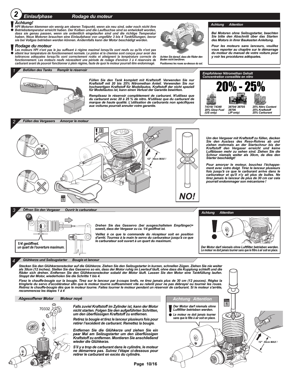 I-15204-1 pg10.ai, Einlaufphase rodage du moteur | HPI Racing K4.6 HO Engine User Manual | Page 10 / 16