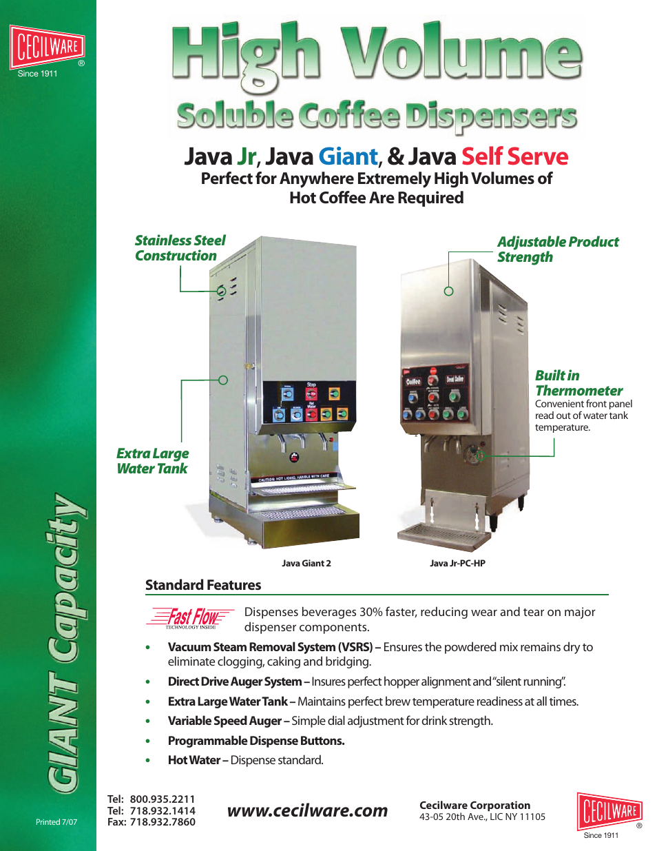 Cecilware Java Giant User Manual | 2 pages