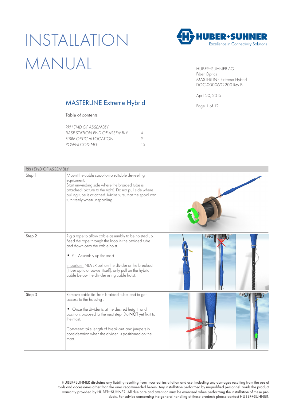 HUBER+SUHNER MASTERLINE Extreme Hybrid User Manual | 10 pages