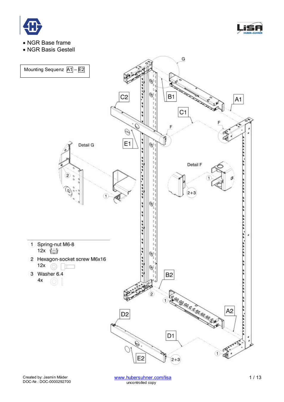 HUBER+SUHNER NGR 6-18 User Manual | 13 pages