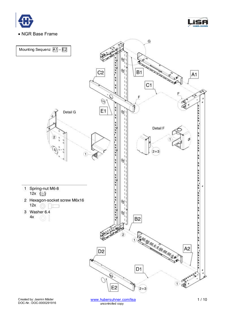 HUBER+SUHNER NGR 6-22 User Manual | 10 pages