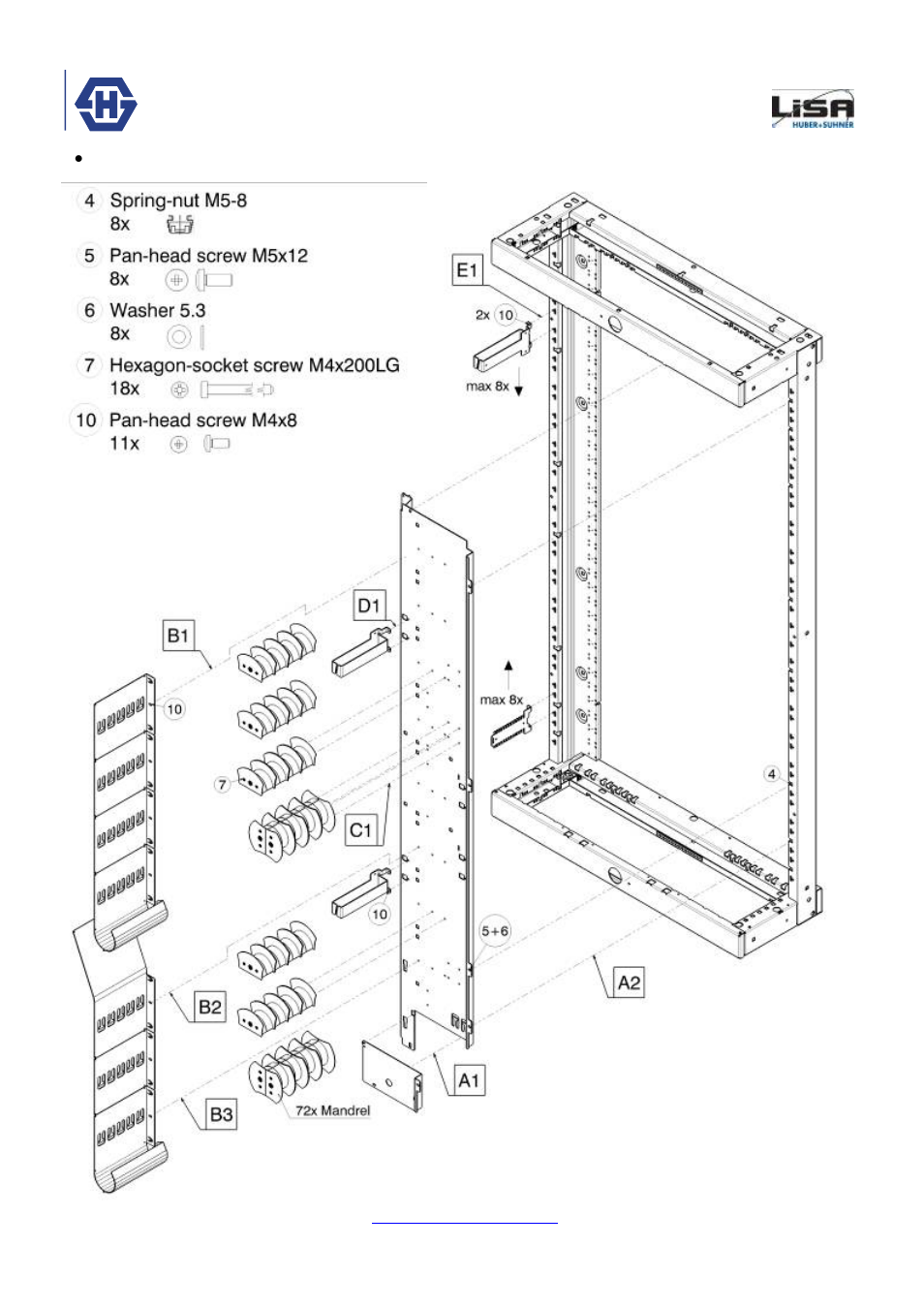 Ngr 9-18, Ngr patch cord management-front access | HUBER+SUHNER NGR 9-18 User Manual | Page 2 / 12