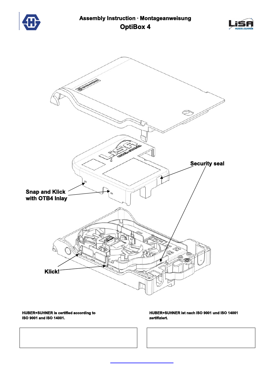Optibox 4, Assembly instruction ∙ montageanweisung | HUBER+SUHNER OTB4 User Manual | Page 9 / 9