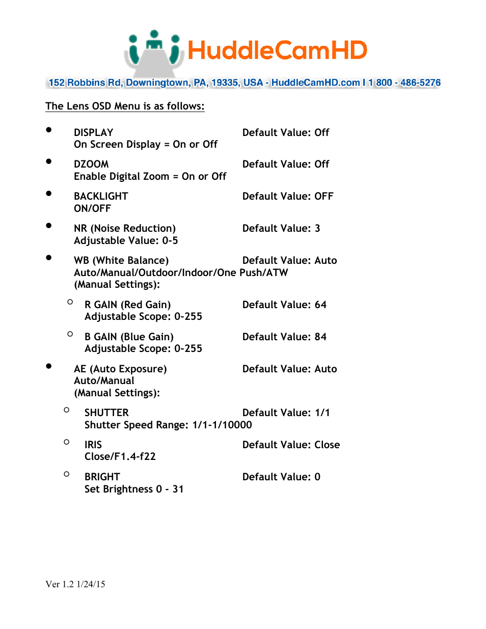 HuddleCamHD 3x Wide User Manual | Page 12 / 21