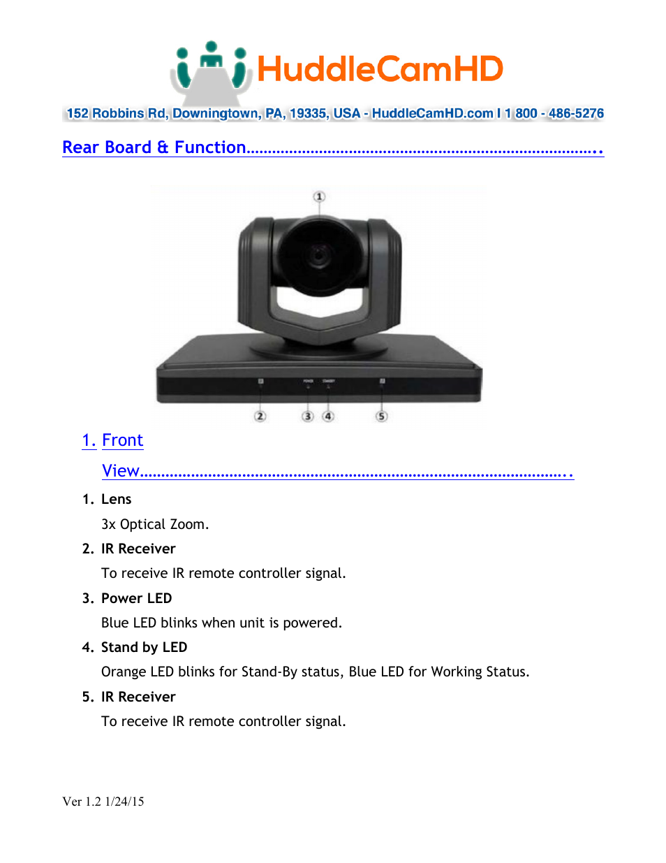 HuddleCamHD 3x Wide User Manual | Page 5 / 21