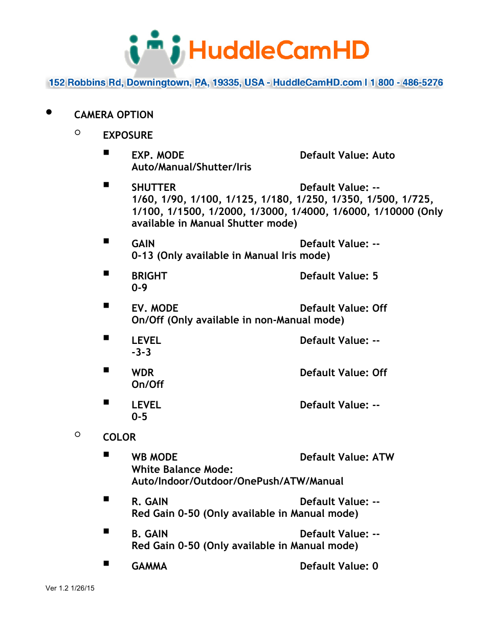HuddleCamHD 12x User Manual | Page 11 / 21