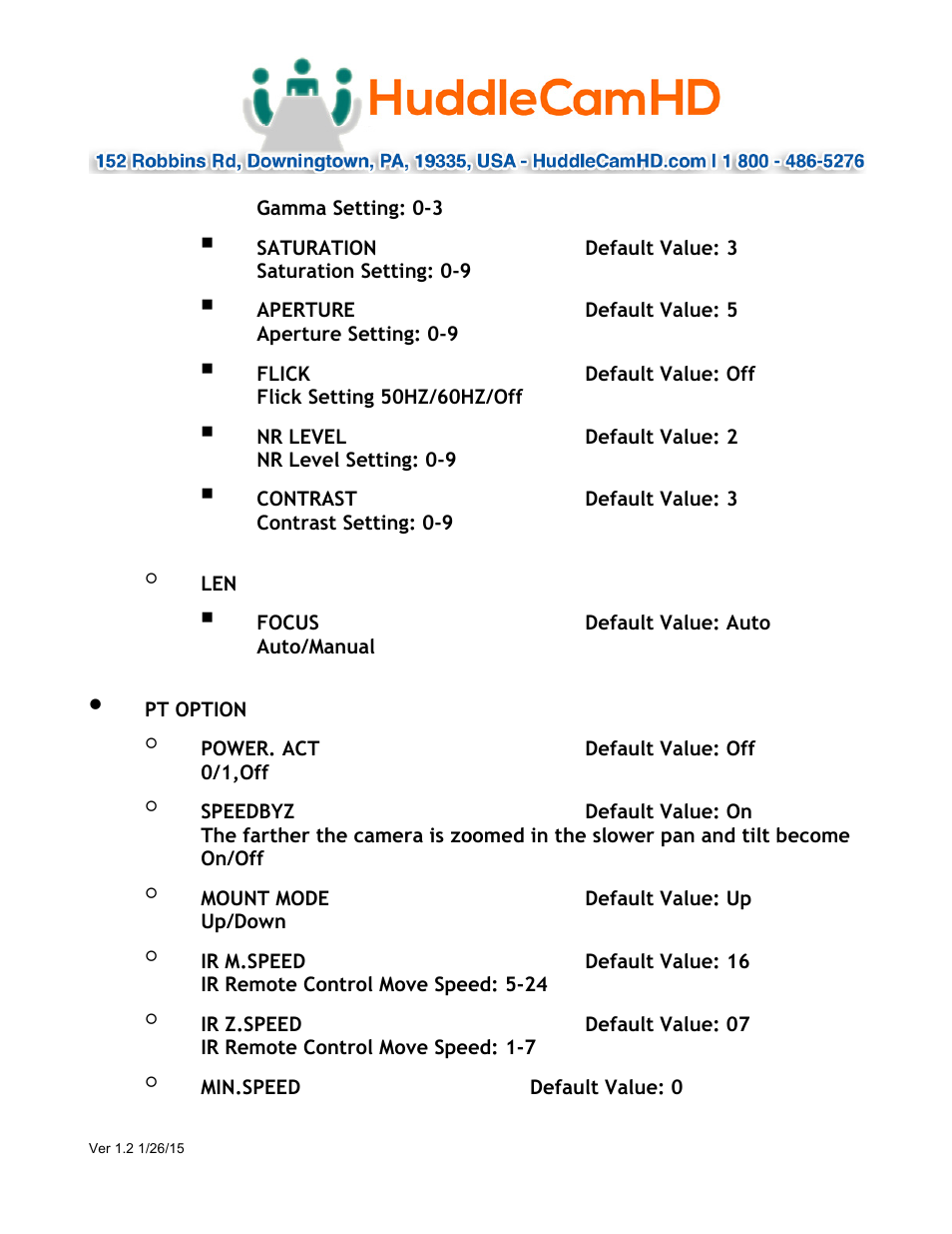 HuddleCamHD 12x User Manual | Page 12 / 21