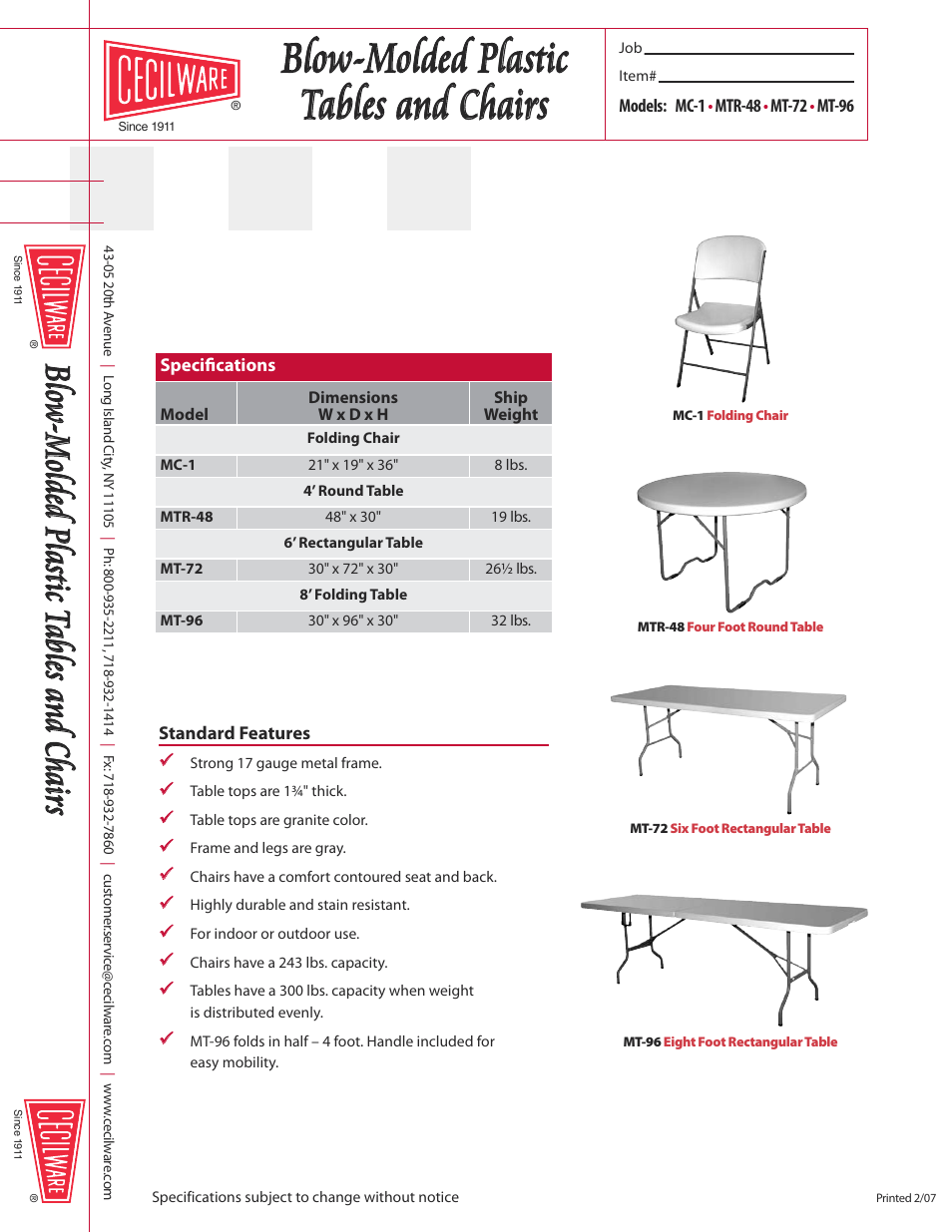 Cecilware MC-1 User Manual | 1 page