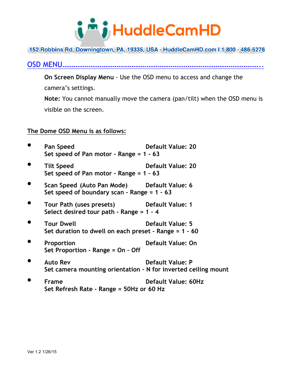 HuddleCamHD 18x User Manual | Page 10 / 20