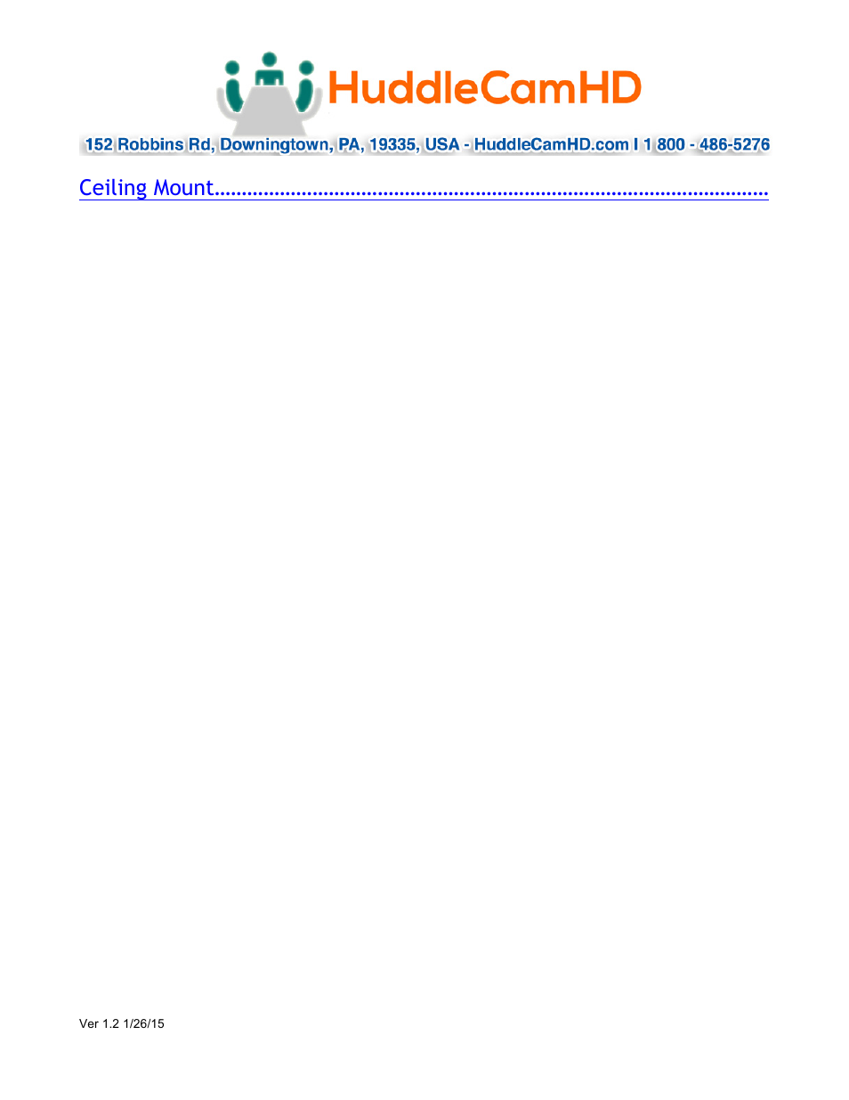 Ceiling mount | HuddleCamHD 18x User Manual | Page 15 / 20