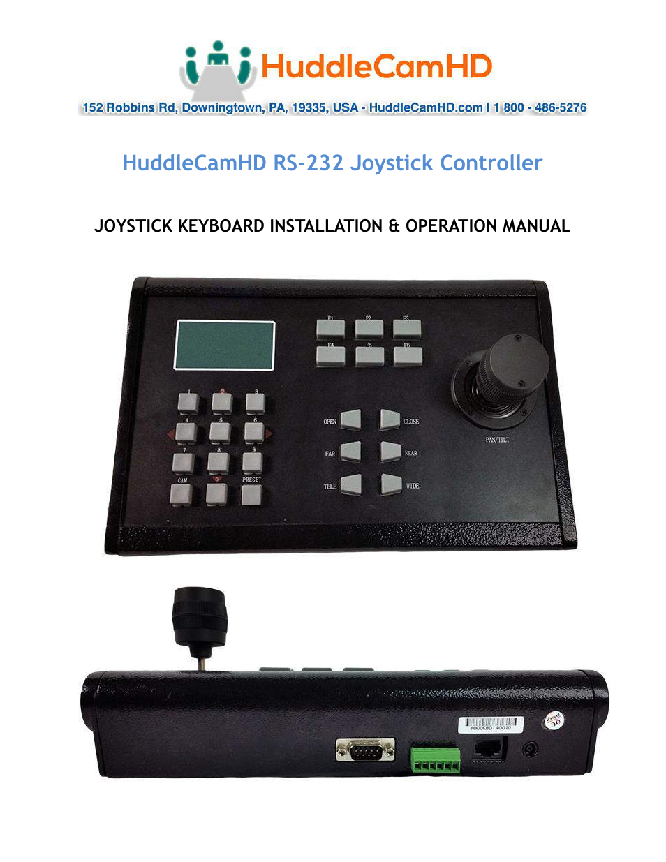 HuddleCamHD RS-232 User Manual | 6 pages