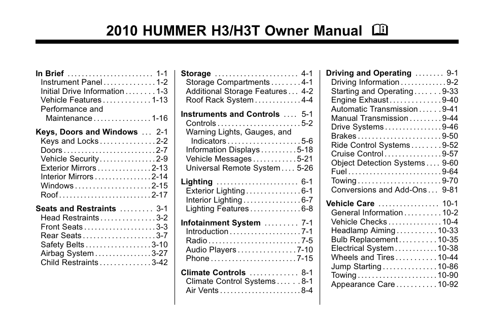 Hummer 2010 H3 User Manual | 410 pages