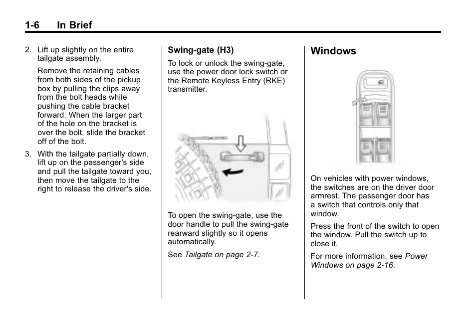 Windows, Windows -6, 6 in brief | Hummer 2010 H3 User Manual | Page 10 / 410