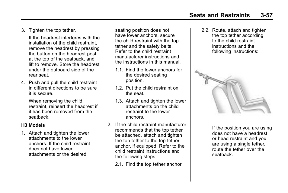 Seats and restraints 3-57 | Hummer 2010 H3 User Manual | Page 101 / 410