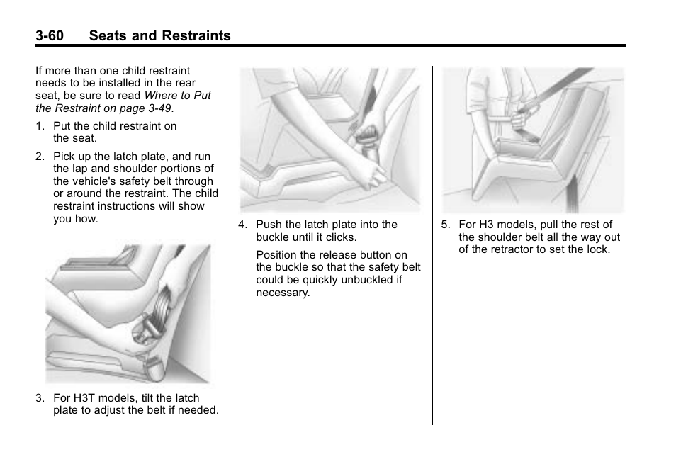 60 seats and restraints | Hummer 2010 H3 User Manual | Page 104 / 410