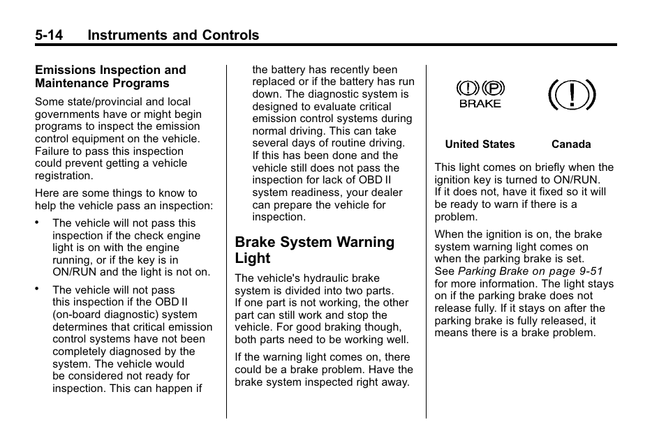 Brake system warning light, System warning, Light -14 | 14 instruments and controls | Hummer 2010 H3 User Manual | Page 128 / 410