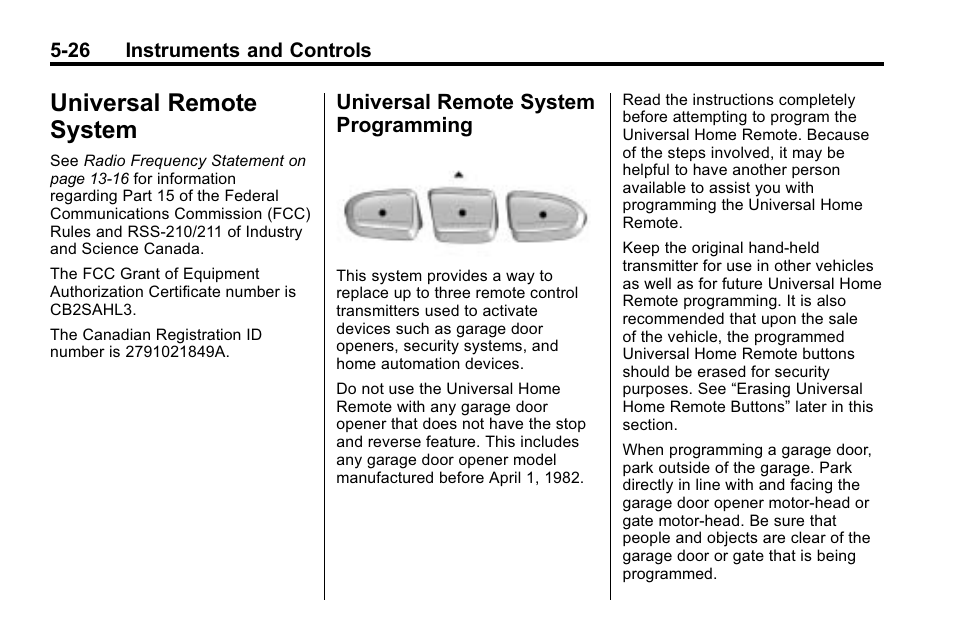 Universal remote system, Universal remote system programming, Remote system -26 | Fuel, Programming -26 | Hummer 2010 H3 User Manual | Page 140 / 410