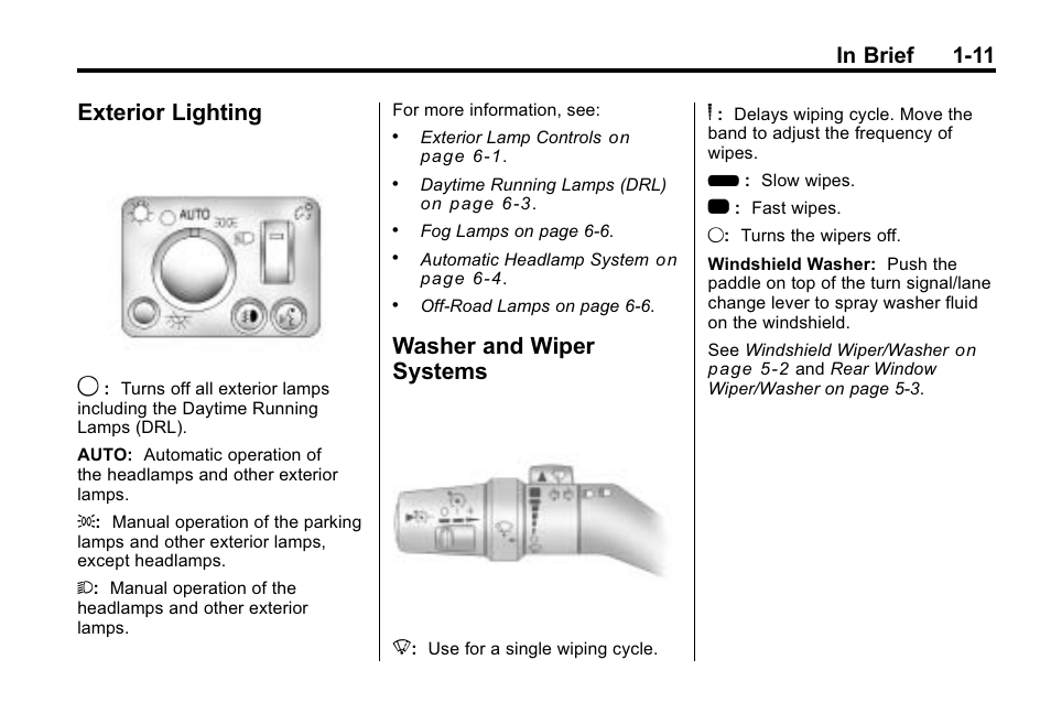 Exterior lighting, Washer and wiper systems, Exterior lighting -11 washer and wiper | Systems -11, Exterior lighting 9 | Hummer 2010 H3 User Manual | Page 15 / 410