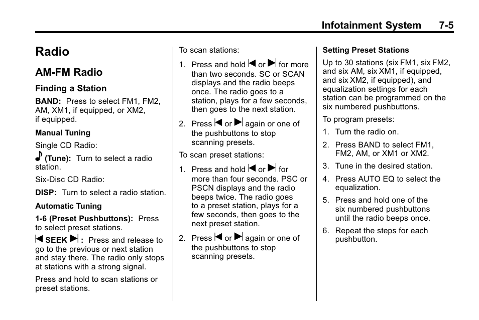 Radio, Am-fm radio, Bulb replacement | Am-fm radio -5 | Hummer 2010 H3 User Manual | Page 159 / 410