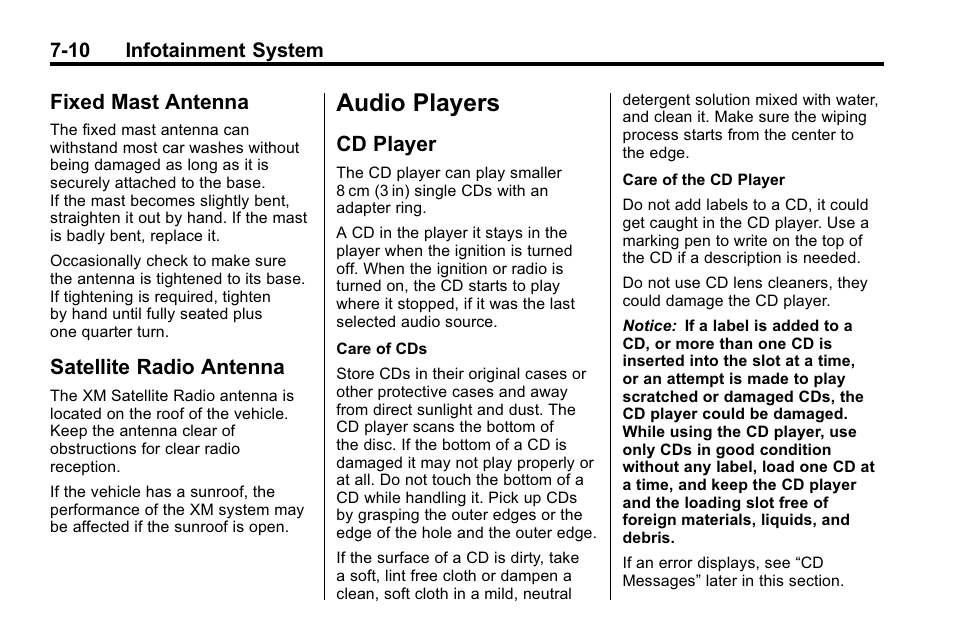 Fixed mast antenna, Satellite radio antenna, Audio players | Cd player, Audio players -10, Electrical, Fixed mast antenna -10 satellite radio antenna -10, Cd player -10, To minimize | Hummer 2010 H3 User Manual | Page 164 / 410