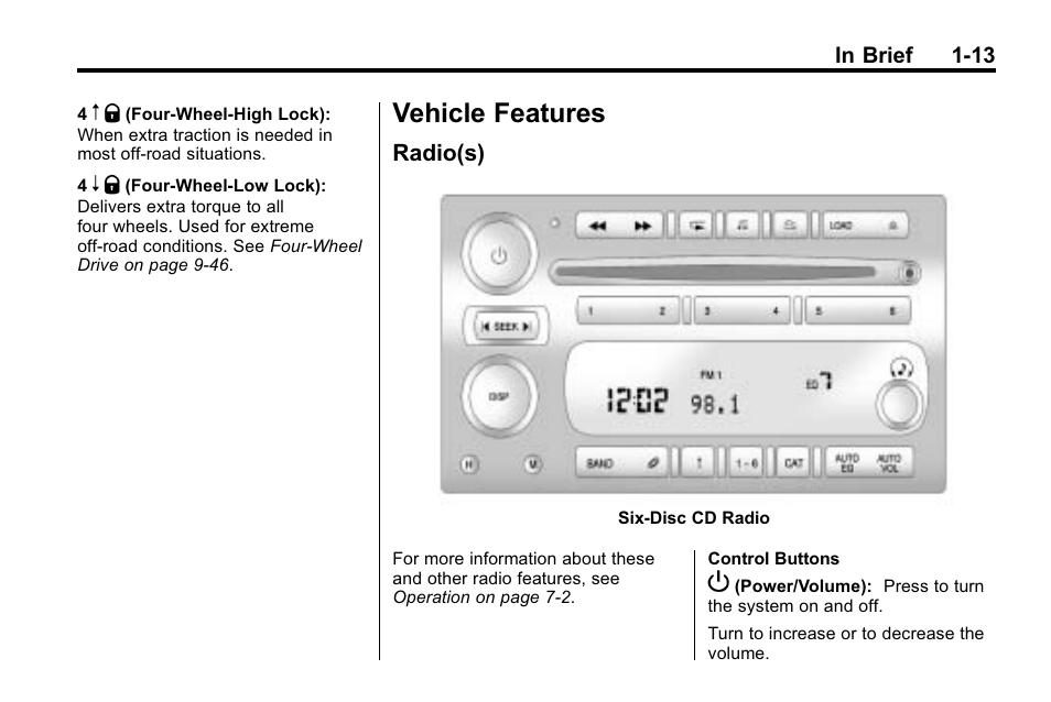 Vehicle features, Radio(s), Vehicle features -13 | Roof rack system, Radio(s) -13 | Hummer 2010 H3 User Manual | Page 17 / 410