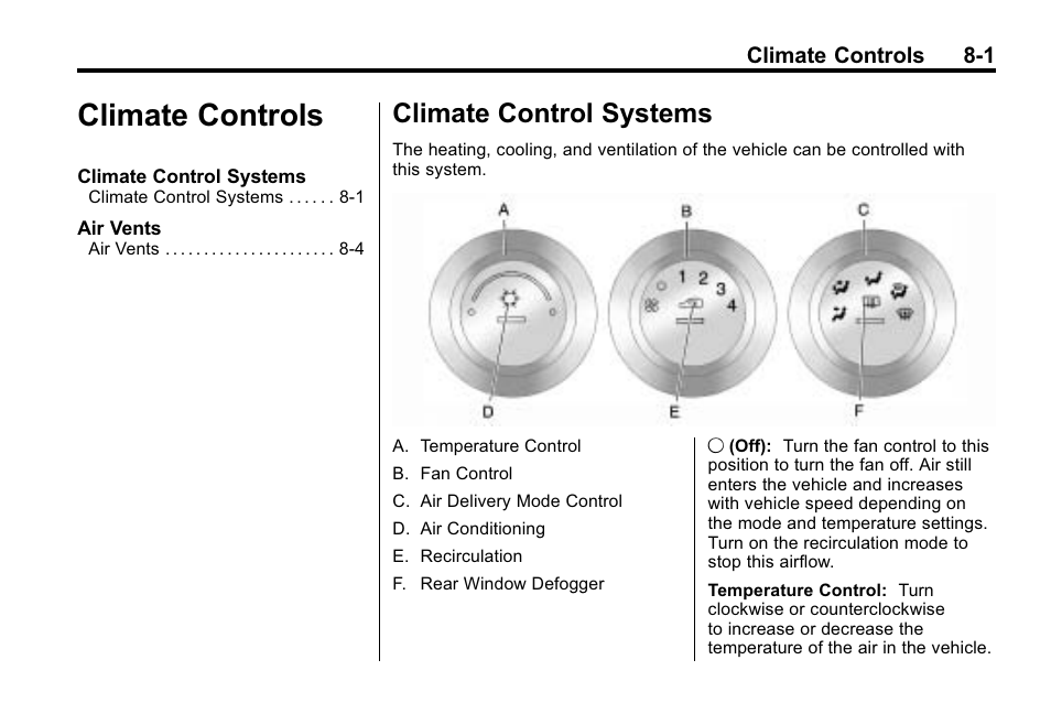 Climate controls, Climate control systems, Climate controls -1 | Climate control systems -1, Appearance, Climate control systems on | Hummer 2010 H3 User Manual | Page 181 / 410