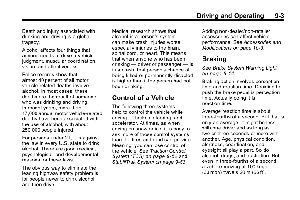 Control of a vehicle, Braking, Control of a vehicle -3 braking -3 | Driving and operating 9-3 | Hummer 2010 H3 User Manual | Page 187 / 410