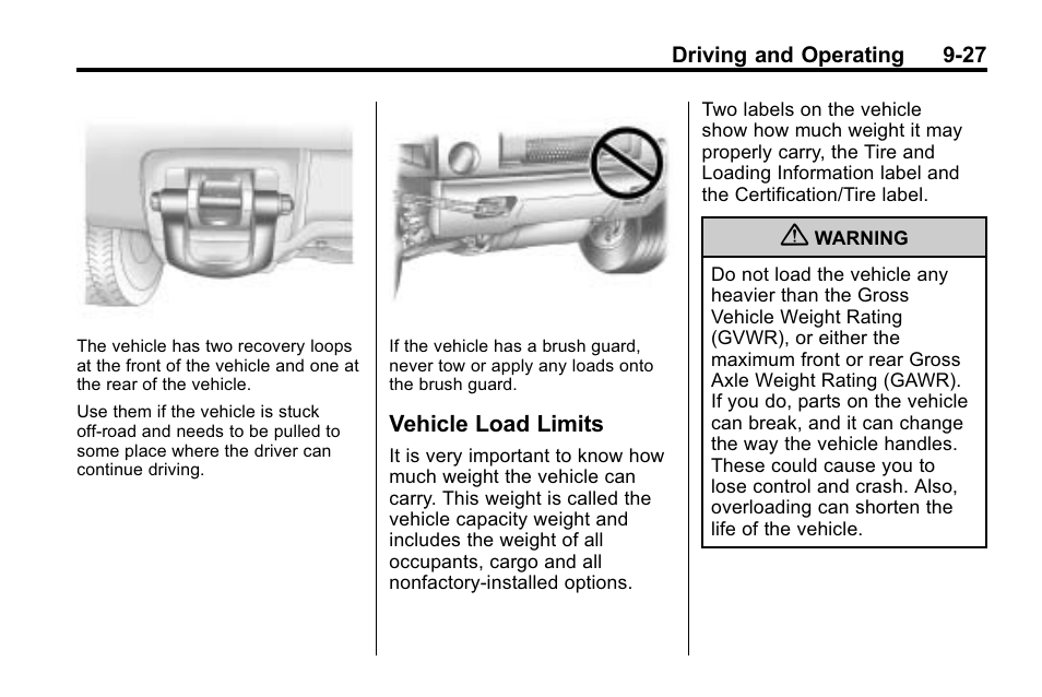 Vehicle load limits, Vehicle load limits -27 | Hummer 2010 H3 User Manual | Page 211 / 410