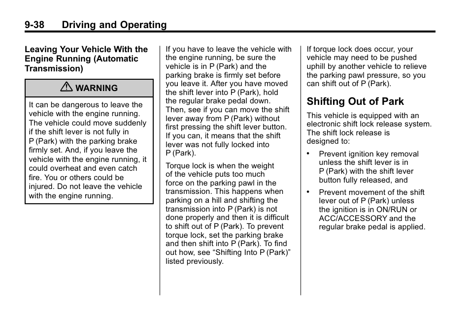 Shifting out of park, Shifting out of park -38, 38 driving and operating | Hummer 2010 H3 User Manual | Page 222 / 410