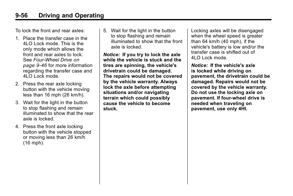 56 driving and operating | Hummer 2010 H3 User Manual | Page 240 / 410